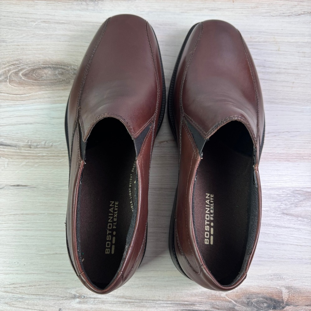 Bostonian Flexlite Bolton Mens Brown Leather Slip On Loafers Dress Shoes 12 XW - Picture 7 of 9
